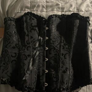 Elegant Black Brocade Corset